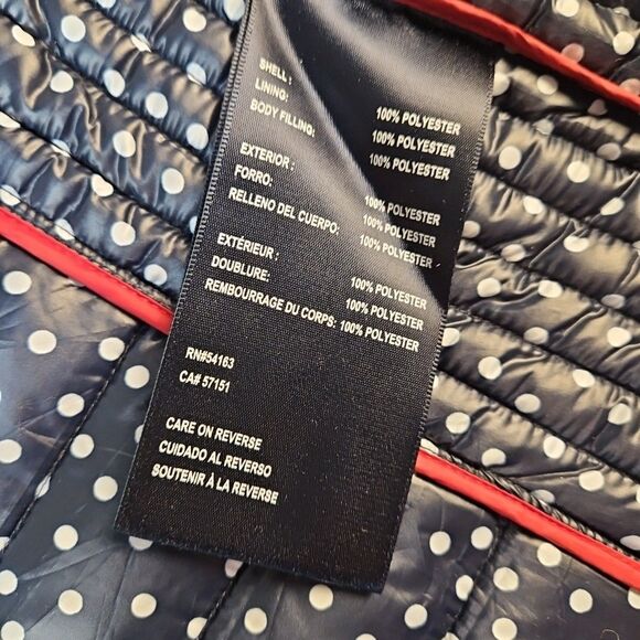 Tommy Hilfiger‎ Women's Lightweight Packable Puffer Vest Size M Navy White Dots - Picture 7 of 12